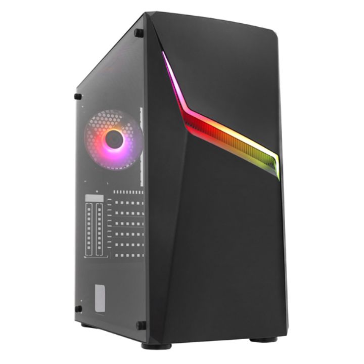 купить Компьютерный корпус APEX-AX3, tempered glass, black, 1*120mm ARGB + 1*120, MATX midi tower (w/o PSU) в Алматы
