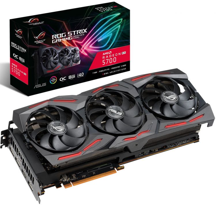 купить Видеокарта ASUS RX 5700, ROG-STRIX-RX5700-O8G-GAMING, RDNA 7nm, 8Gb/256bit, GDDR6, HDMI, 3xDP 1.4, BOX в Алматы
