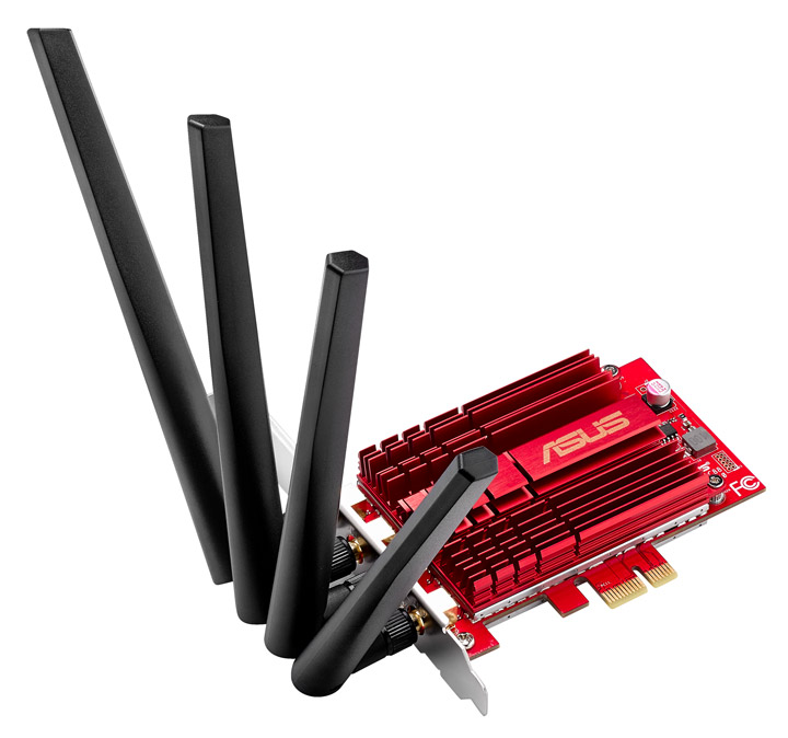 купить Сетевая карта, ASUS, PCE-AC68, 2,4/5ГГц, 1300 Мбит/с, 22 dBm, 3х R SMA внешние антенны в Алматы