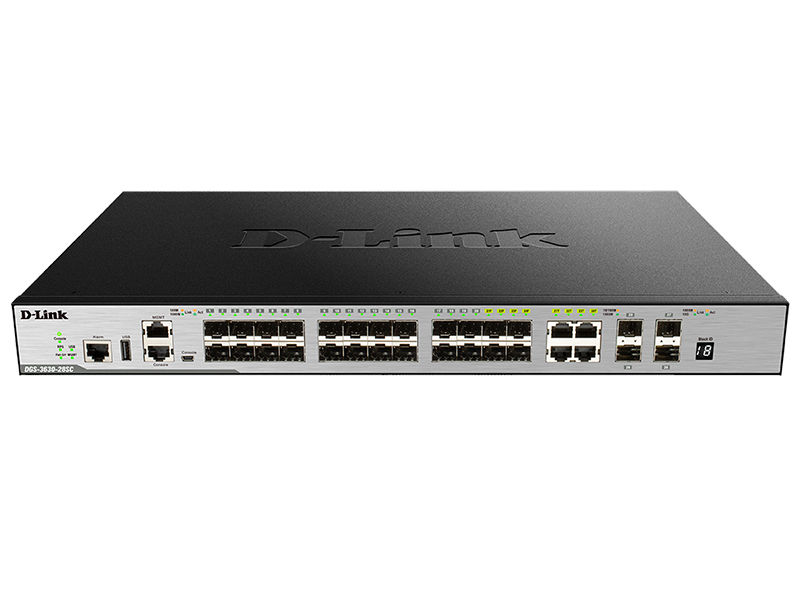 купить Коммутатор D-Link DGS-3630-28SC Управляемый Стекируемый 3 уровня с 20 портами 1000Base-X SFP, 4 комбо-портами 100/1000Base-T/SFP, 4 портами 10GBase-X SFP+ и программным обеспечением MPLS Image (MI) в Алматы