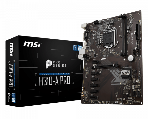 купить Материнская плата MSI H310-A PRO LGA1151 iH310 2xDDR4 4xSATA3 DVI HDMI 1xPCI-E3.0x16 6xPCI-Ex1 4xUSB3.1 6xUSB2.0 1xPS/2 ATX в Алматы