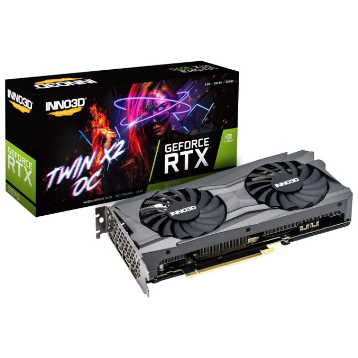 купить Видеокарта INNO3D GeForce RTX 3070 TWIN X2 OC (LHR) (N30702-08D6X-171032LH) в Алматы