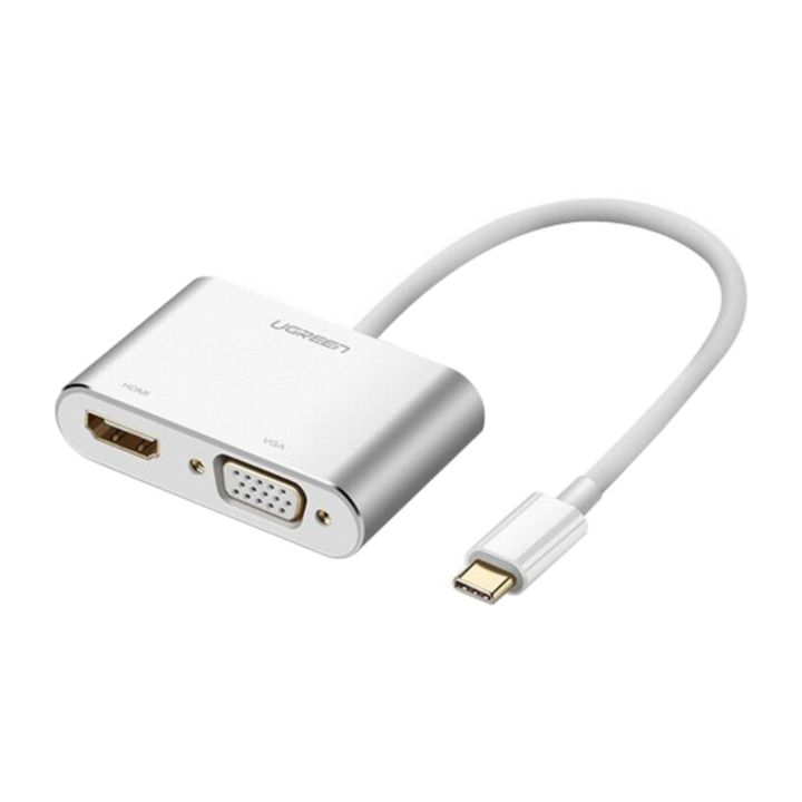 купить Переходник UGREEN MM123 USB Type C to HDMI + VGA Converter (White) в Алматы