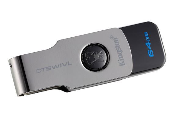 купить USB-накопитель, Kingston, DTSWIVL 64GB, USB 3.1, 5 Мб/сек, Чёрный в Алматы