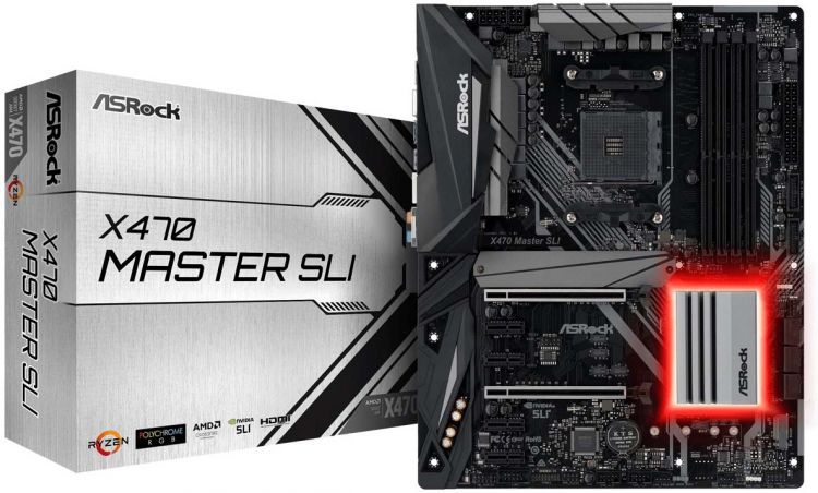 купить Материнская плата ASRock X470 MASTER SLI, Socket AM4, 4xDDR4 (3466+ OC), 6xSATA3, 1xUM2, 1xM.2, 2xPCIe3.0x16, 4xPCIe2.0x1, NVIDIA&reg; Quad SLI&trade;, AMD Quad CrossFireX&trade;, 1xHDMI, 8xUSB3.1, 1xPS2, RGB, ATX. Технология AMD StoreMI technology &laquo;объединяет&raquo; SSD  в Алматы