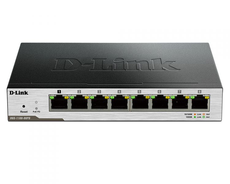 купить D-Link	Коммутатор	DGS-1100-08/B1A	Настраиваемый компактный коммутатор EasySmart с 8 портами 10BASE-T/100BASE-TX/1000BASE-T в Алматы