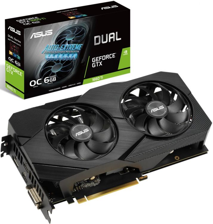 купить Видеокарта ASUS GeForce GTX1660Ti 6GB GDDR6 19bit 2xHDMI 2xDP HDCP, Поддержка 4 мониторов, Рекомендуемый БП 450W, DUAL-GTX1660TI-O6G-EVO в Алматы