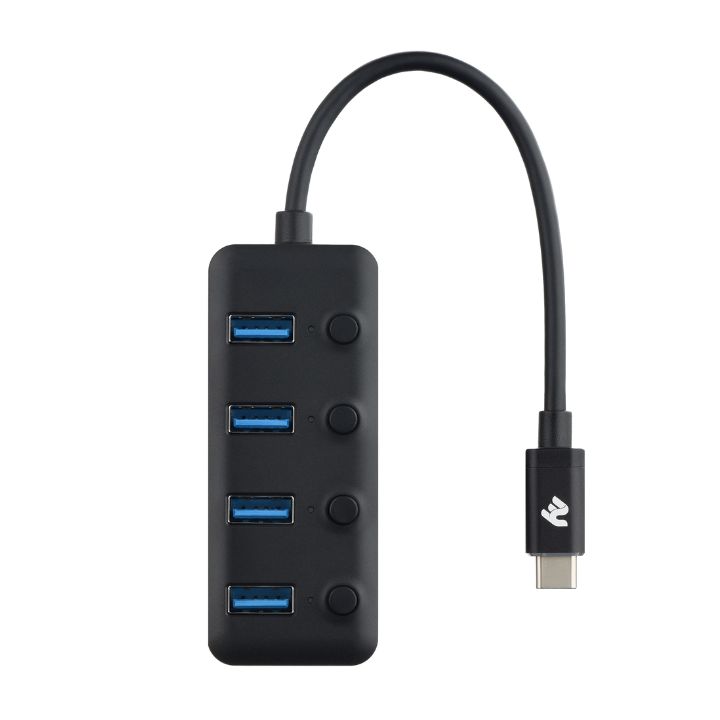 купить USB-хаб 2E USB-C - 4xUSB 3.0 Hub with switch 0.25m Black в Алматы