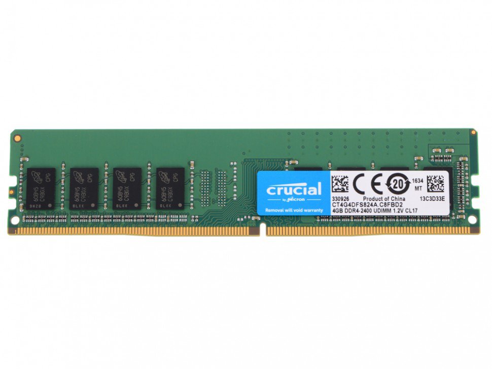 купить Оперативная память  4Gb DDR4 2400MHz Crucial  PC4-19200 CT4G4DFS824A Retail в Алматы