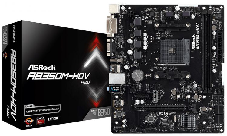 купить Материнская плата ASRock AB350M-HDV R3.0 Socket AM4, B350, 2xDDR4 (3200+), 4xSATA3 RAID, 1xUltraM.2, 1xD-Sub, 1xDVI-D, 1xHDMI, 3xPCI-E3.0x16, 1xPCI-E2.0x1, 2xUSB2.0, 1xUSB3, 4xUSB3.1, 1xPS/2, 1xRJ-45, Разъёмы HD-аудио: Линейный вход / Передние динами в Алматы