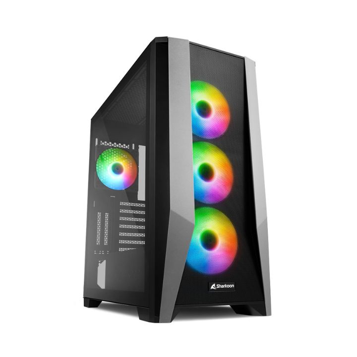 купить Корпус ПК без БП Sharkoon TG7M RGB <EATX, 2x3.5, 4x2.5, 2xUSB 3.0, 1x TypeC, Audio,, 3x120mm ARGB F/P, 1x120mm ARGB R/P, 485*220*488mm> в Алматы