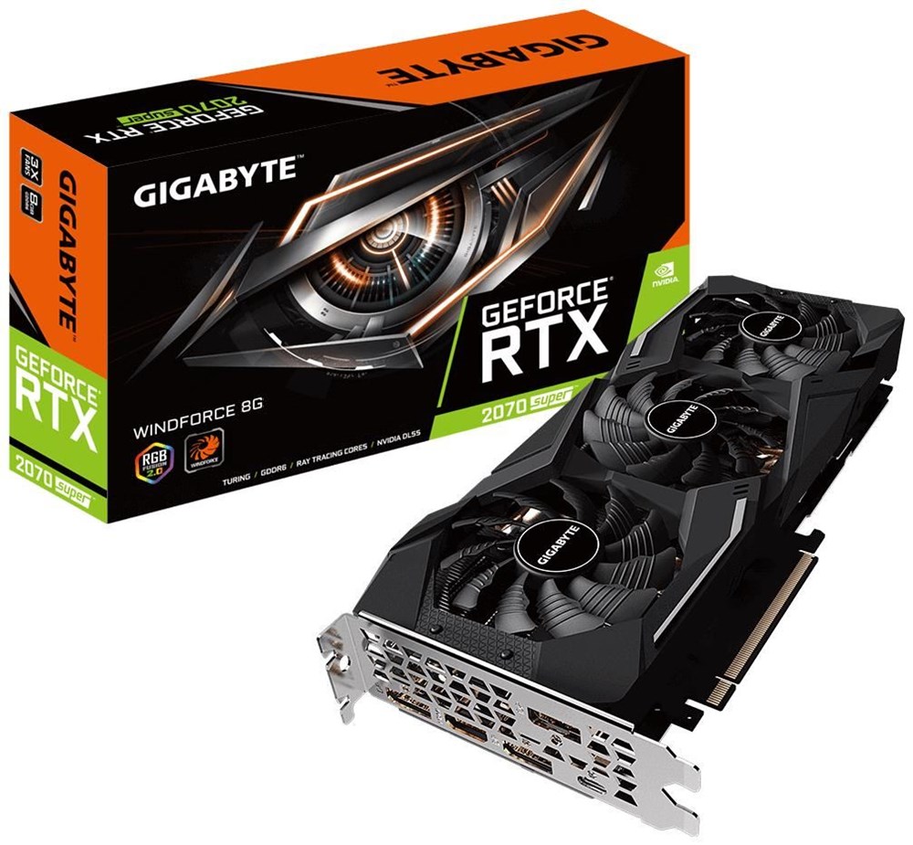 купить Видеокарта, Gigabyte, RTX2070 SUPER WINDFORCE 8G (GV-N207SWF3-8GC) 4719331305789, GDDR6, 256bit, USB-C, HDMI, 3-DP, Windforce 3X Fan, Цветная коробка в Алматы