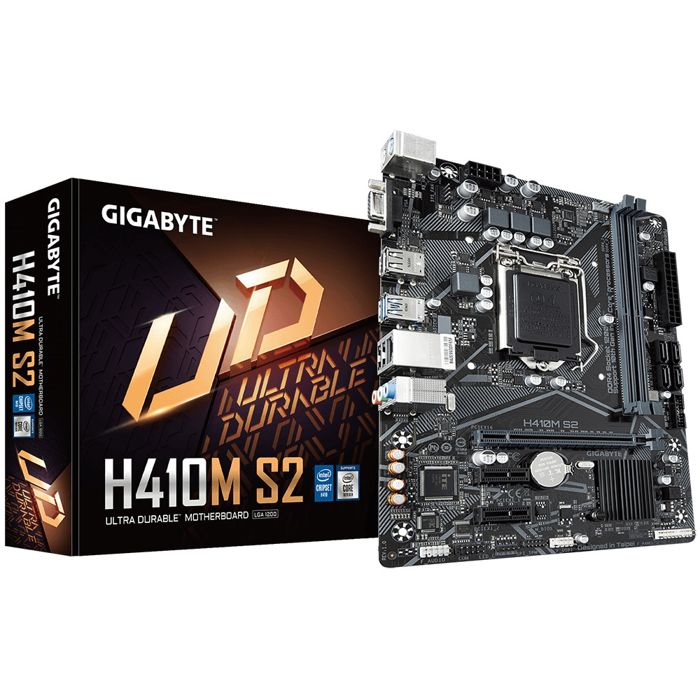 купить Сист. плата Gigabyte H410M-S2, H410, 1200, 2xDIMM DDR4, 1xPCI-E x16, 2xPCI-E x1, 4xSATA, D-Sub, mATX в Алматы