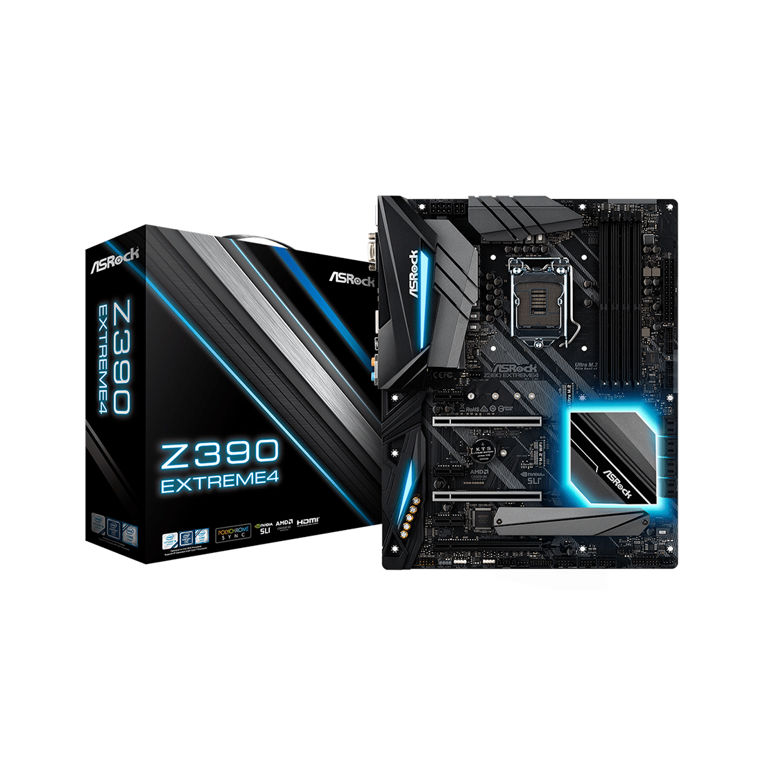 купить Материнская плата ASRock Z390 EXTREME4 LGA-1151 Supports 9th and 8th Gen Intel® Core™ Processors (Socket 1151) 4xDDR4 (4300+) 6xSATA RAID 2xUltra M.2 1xD-Sub 1xHDMI 1xDP 3xPCI-E3.0x16, 3xPCI-E3.0x1 Supports AMD Quad CrossFireX™ and CrossFireX™ 1xPS/2 в Алматы