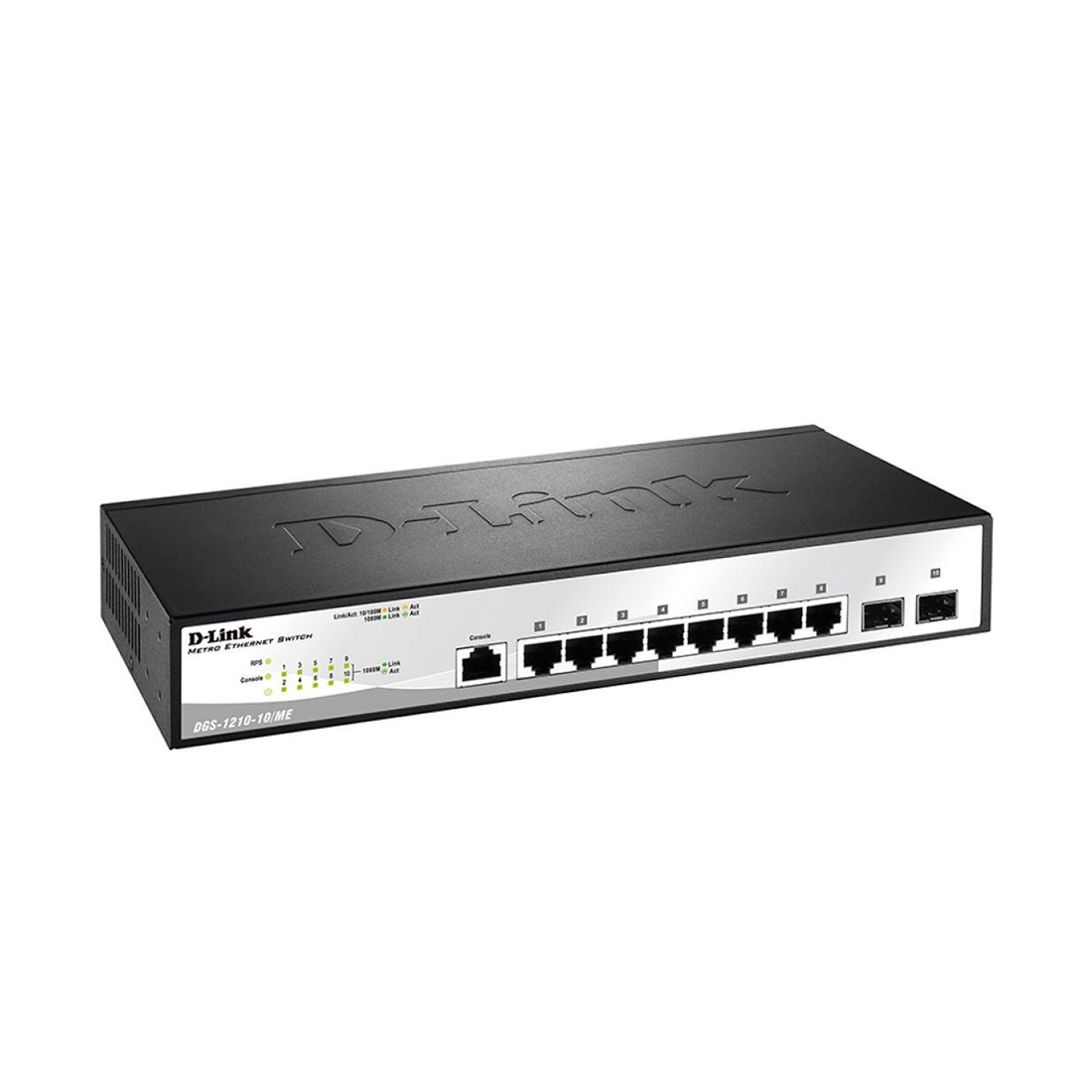 купить Коммутатор, D-Link, DES-1210-10/ME/B1A, 19-дюймовый стоечный, 8 портов 10/100M RJ45 2 комбо порта 100/1000Base-T/SFP, Управляемый, Корпус металл, 1U в Алматы