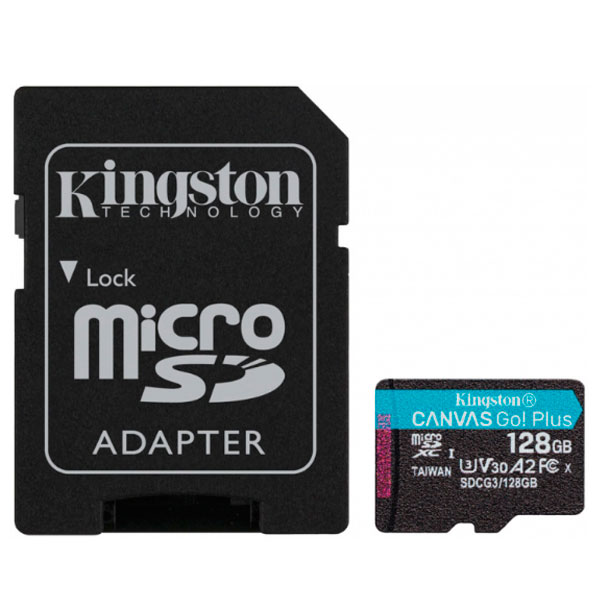 купить Карта памяти MicroSD, Kingston Canvas Go! Plus, 128GB, SDCG3/128GB, Class 10, UHS-I, R170/W90 в Алматы