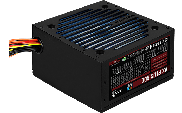 купить Блок питания, Aerocool, VX-800 PLUS RGB, 800W, ATX, APFC, 20+4 pin, 4+4pin, 6*Sata, 4*Molex, RGB в Алматы
