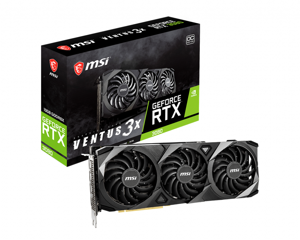 купить Видеокарта MSI GeForce RTX3080 VENTUS 3X OC, 10G GDDR6X 320-bit HDMI 3xDP RTX 3080 VENTUS 3X 10G OC в Алматы