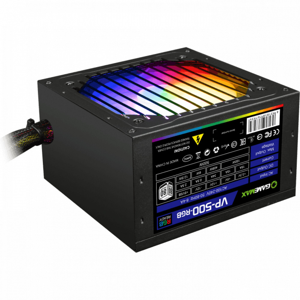 купить Блок питания ПК  500W GameMax VP-500-RGB-M <Модульный, 500W, APFC, 120mm, 4xSATA, 3x4PIN> v4 в Алматы