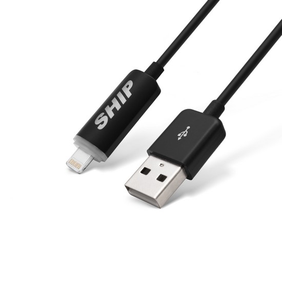 купить Интерфейсный кабель, SHIP, API08BB, Apple 8pin, LED индикация заряда, IOS 7, Чёрный, Блистер, 1 м. в Алматы