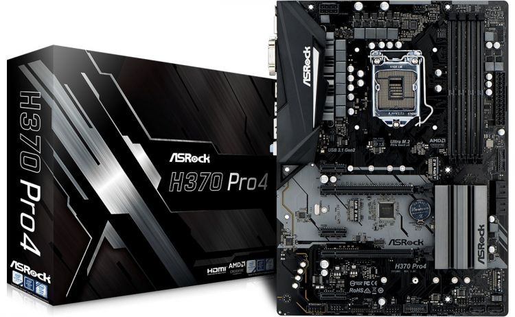 купить Материнская плата ASRock H370 PRO4 H370 Supports 8th Generation Intel® Core™ Processors Coffee Lake-S LGA1151 4xDDR4 (2666) 6xSATA3 2xUltraM.2 2xPCI-E3.0x16, 3xPCI-E3.0x1 Supports AMD Quad CrossFireX™ and CrossFireX™, 1xM.2  2xAntenna Ports, 1xPS/2 1 в Алматы