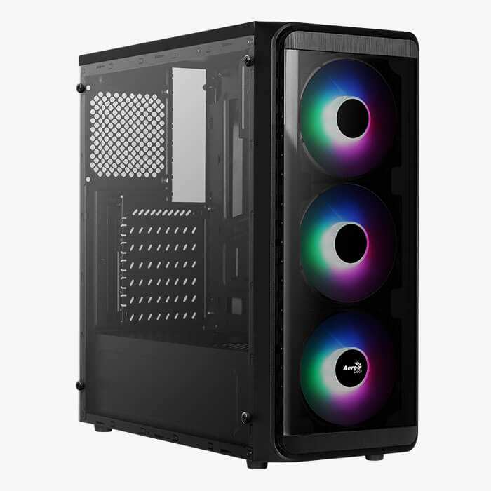 купить Компьютерный корпус, Aerocool, SI-5200 Frost, ATX/Micro ATX, USB 1*3.0/2*2.0, HD-Audio Mic, Кулер 3*12см FRGB, Высота процессорного кулера до 154 мм, Стеклянная боковая пакель,Толщина 0,5мм, Без Б/П, Чёрный в Алматы