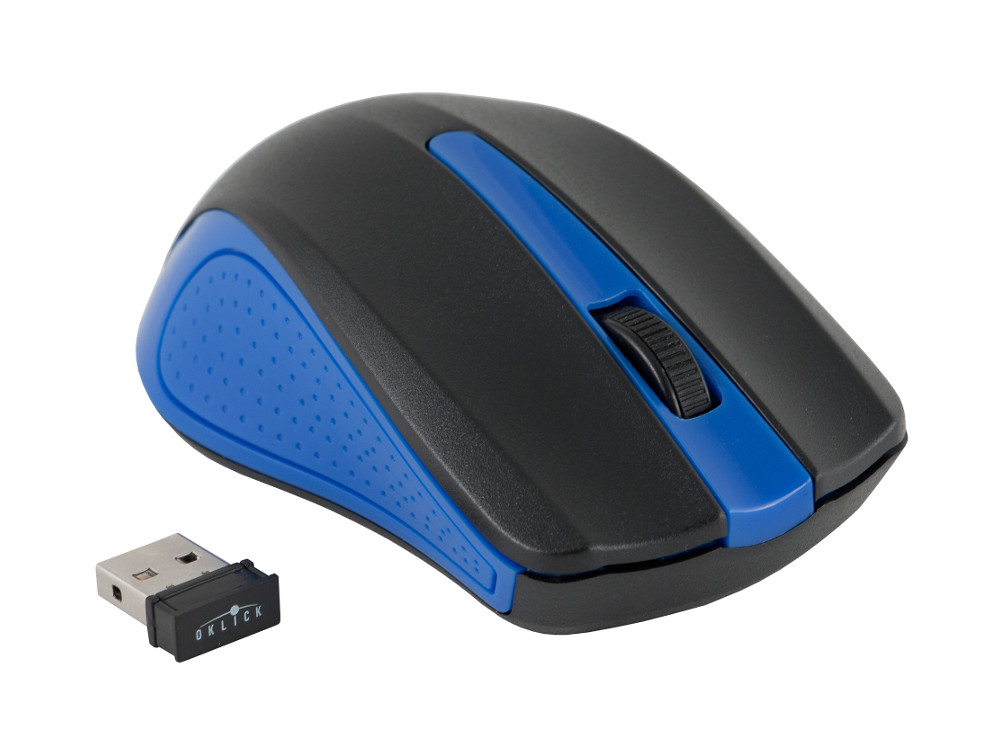 купить Мышь Oklick 485MW черный/синий оптическая (1200dpi) беспроводная USB (2but) в Алматы