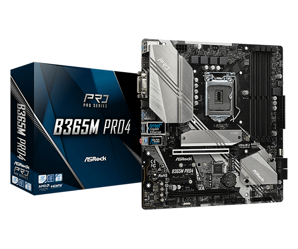 купить Материнская плата ASRock B365M PRO 4, Socket 1151, Intel&reg;B365, 4DDR4, D-SUB+HDMI+DVI, 2xPCI-Ex16 в Алматы