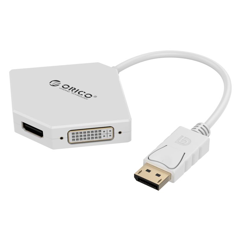 купить Переходник видео ORICO DPT-HDV3-WH <DISPLAY PORT - VGA DVI HDMI, 17cm, white> в Алматы
