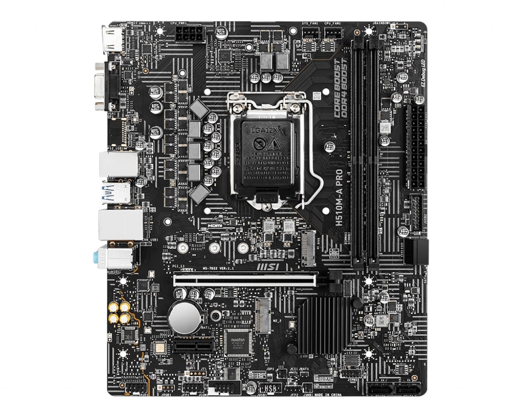 купить Материнская плата MSI H510M-A PRO LGA1200 iH510 2xDDR4 4xSATA3 2xM.2 VGA HDMI mATX в Алматы