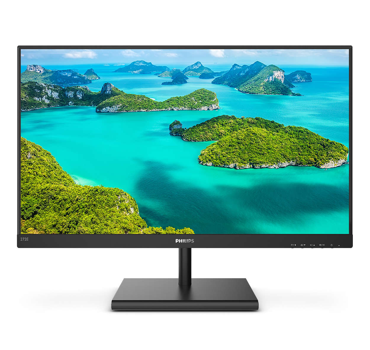купить Монитор с Тонкой Рамкой и Высокой производительностью 27* PHILIPS 272E1SA IPS, 1920x1080, 1 мс, 300 кд/м, 1000:1, Mega Infinity DCR, 1xVGA, 1xDP, 1xHDMI, Угол Обзора 178/178, 2x3W, Режим LowBlue, sRGB, FreeSync. В комплекте: кабель HDMI, Цвет: Черный в Алматы
