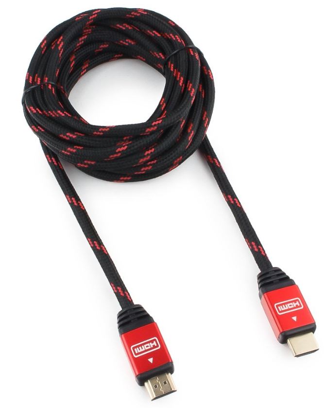 купить Кабель HDMI Cablexpert, серия Gold, 4,5 м, v1.4, M/M, красный, алюминиевый корпус, коробка в Алматы