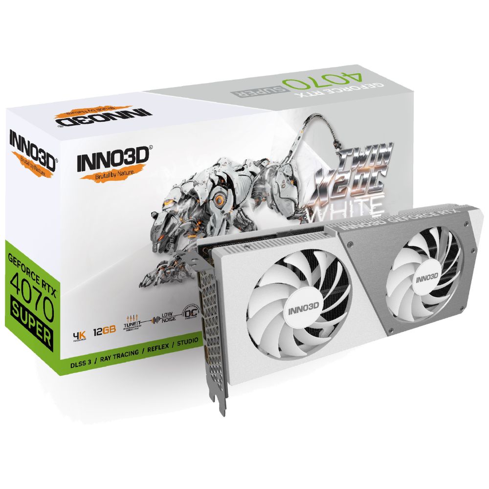 купить Видеокарта Inno3D GeForce RTX4070 SUPER Twin X2 OC WHITE&nbsp;12G&nbsp;N407S2-126XX-186162W в Алматы