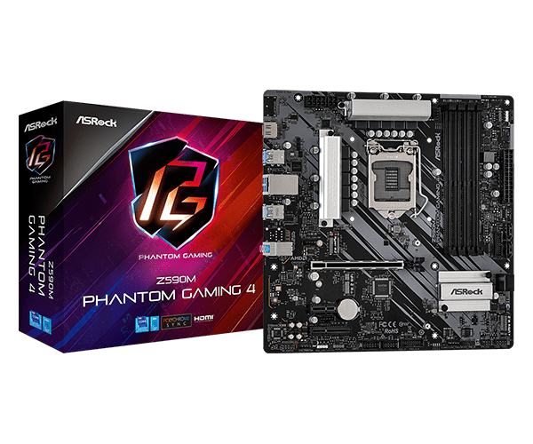 купить Материнская плата ASRock Z590M PHANTOM GAMING 4 LGA1200 4xDDR4 4xSATA RAID UM.2 HDMI mATX в Алматы