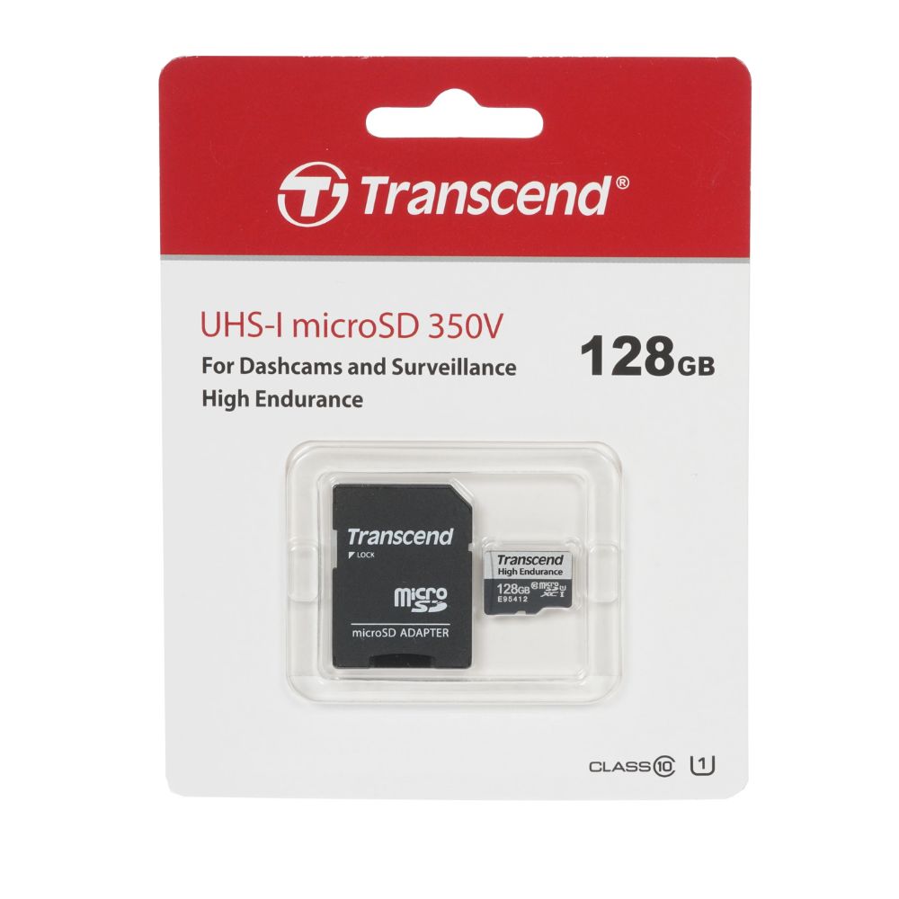 купить Карта памяти Micro SDXC 128GB Transcend High Endurance 350V, Class 10 UHS-I U1, адаптер, 95/45 Мбайт TS128GUSD350V в Алматы
