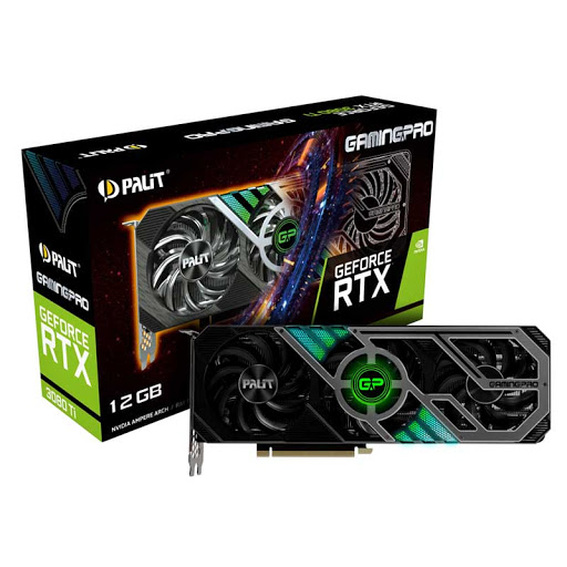купить 12GB RTX 3080 Ti GDDR6X 384-bit 1365/1665 MHz, DPx3, HDMI, PCIe4.0, PALIT RTX3080Ti GAMINGPRO (NED308T019KB-132AA) 3Fan, 294 мм, 2,7 слота, A-RGB подсветка, 8-pinX2, Потребление 350W -> Блок питания Мин. 750W 80PlusBronze (Брендовый) (620W настоящих) в Алматы