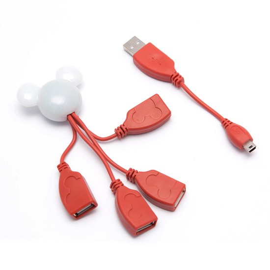 купить Расширитель USB, Deluxe, DUH4003RD, 4 Порта, USB 2.0 Hi-Speed, На гибких проводах, Виде Микки Мауса, Красно-Белый в Алматы