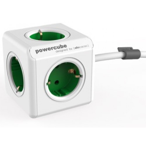купить Разветвитель Allocacoc PowerCube Extended с кабелем 1.5М GREEN <EU розетка, 3680W, 16A/250V> в Алматы