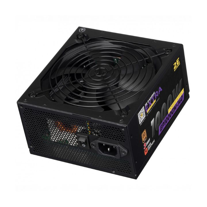 купить Блок питания 2E GAMING EXTRA POWER (1000W), >90%, 80+ Gold, 140mm, 1xMB 24pin(20+4), 2xCPU 8pin(4+4) в Алматы