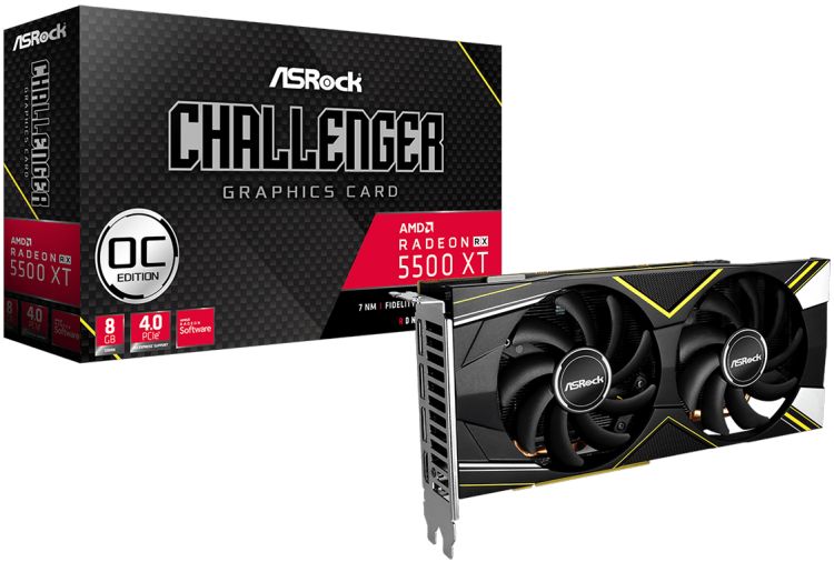 купить Видеокарта AsRock RADEON RX 5500XT Challenger D 8G OC, 8GB 128-bit GDDR6, 3xDisplayPort, 1xHDMI, PCI Express 4.0, RX5500XT CLD 8GO в Алматы