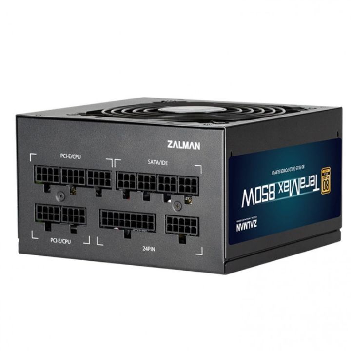 купить Блок питания Zalman TeraMax 850-TMX (850W), 100-240VAC, 90%, 80+ Gold, aPFC, 120мм, MB(18+10), 2xCPU в Алматы