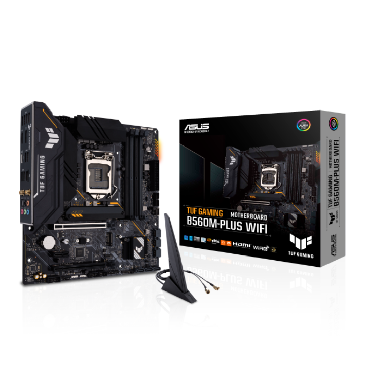 купить Сист. плата ASUS TUF GAMING B560M-PLUS WIFI, B560, 1200, 4xDIMM DDR4, 2xPCI-E x16, M.2, 6xSATA, DP, HDMI, WiFi 6, BOX в Алматы