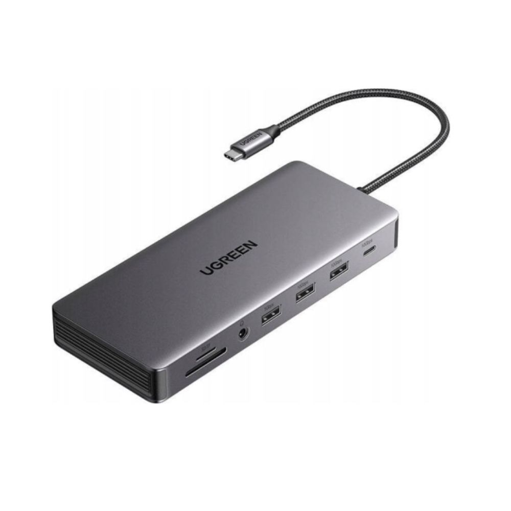 Купить Hub UGREEN CM681 13-in-1 USB-C Hub USB-C to DP+2*HDMI(4K@60Hz)+RJ45+1С3A+3.5mm+ SD/TF+PD(100W) 15978 в Алматы