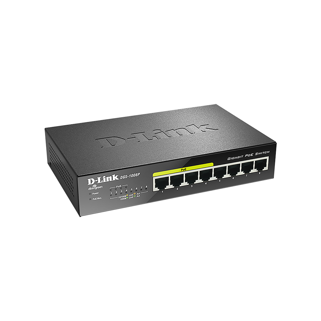 купить Неуправляемый коммутатор DGS-1008P/D1A  с 8 портами 10/100/1000Base-T и функцией энергосбережения (4 порта с поддержкой PoE 802.3af/802.3at (30 Вт), PoE-бюджет 68 Вт) в Алматы