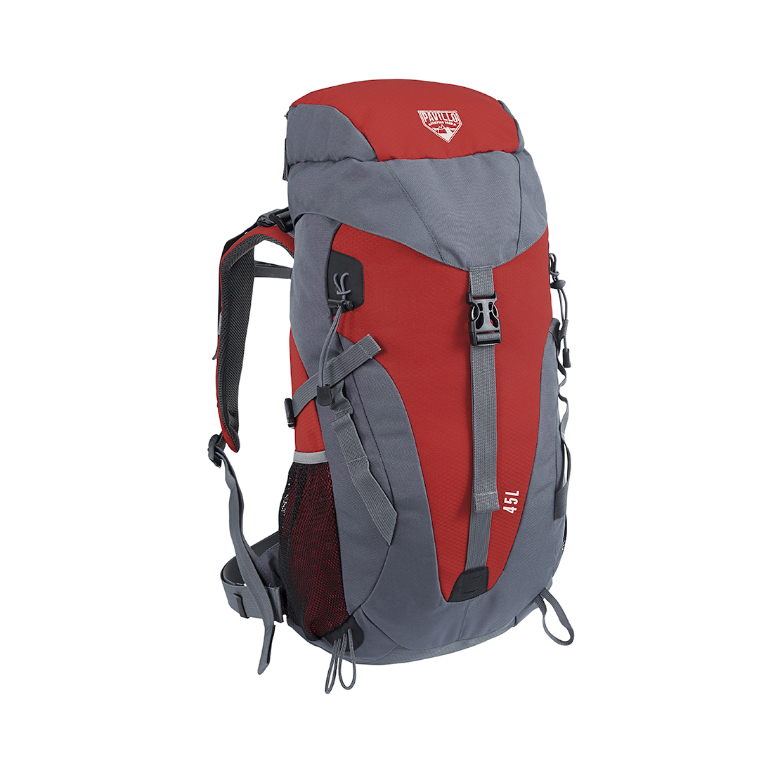 купить Туристический рюкзак Pavillo Dura-Trek 45л., BESTWAY, 68028, Винил 600D, Вес 0.74кг., Нагрудный и поясный ремень, Свисток, Красный, Пакет в Алматы