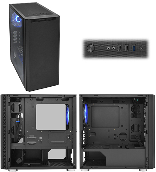 купить Компьютерный корпус APEX-R03, tempered glass, black, 1 blue case FAN, MATX mini tower (w/o PSU) в Алматы