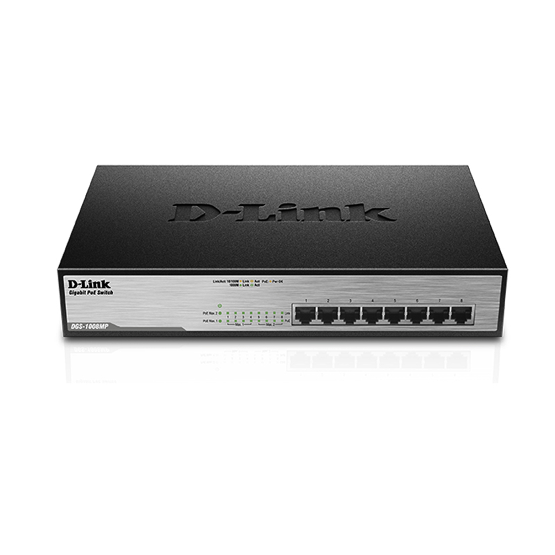 купить Коммутатор D-Link DGS-1008MP Неуправляемый коммутатор с 8 портами 10/100/1000Base-T с поддержкой PoE 802.3af/802.3at (30 Вт, PoE?бюджет 140 Вт) и функцией энергосбережения в Алматы