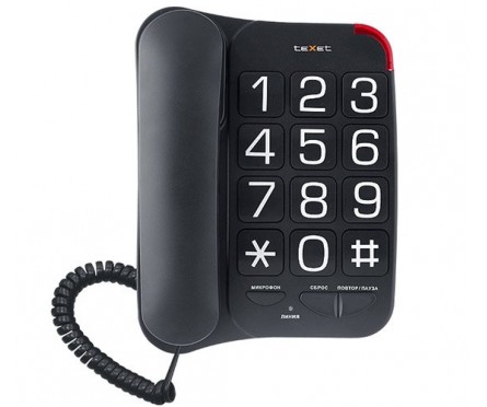 купить Телефон проводной Texet TX-201 черный в Алматы