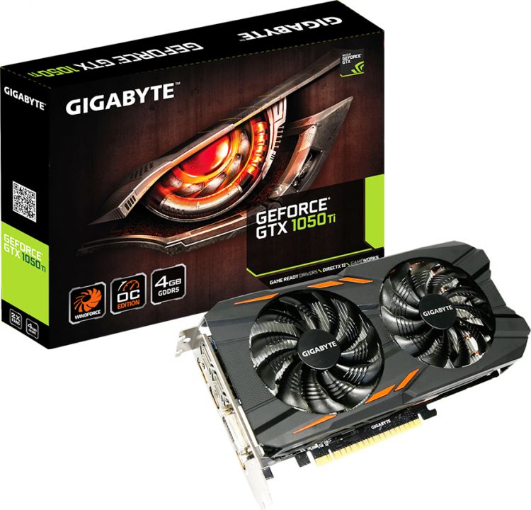 купить Видеокарта VGA PCIE16 GTX1050TI 4GB GDDR5 GV-N105TWF2OC-4GD GIGABYTE в Алматы