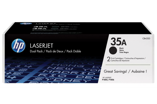 купить Картридж лазерный HP CB435AF_S, 35A, черный, на 1500 страниц, для LaserJet P1005 CB410A, P1006 CB411A, 2 шт. в упаковке в Алматы